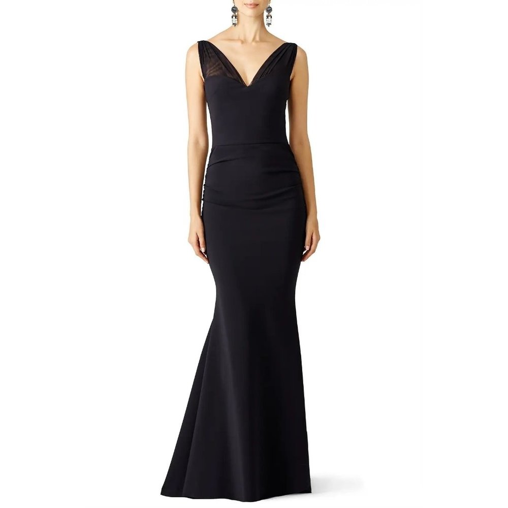 Chiara Boni La Petite Robe Lace Illusion Gown in Black 44 8 Womens Dress